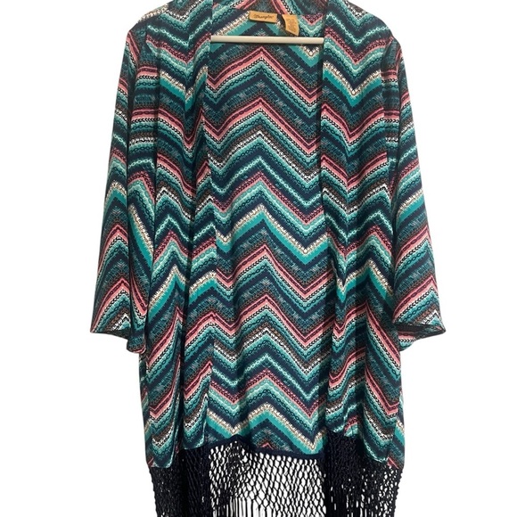 WRANGLER Fringe Kimono shawl Boho Festival Medium - Picture 4 of 10